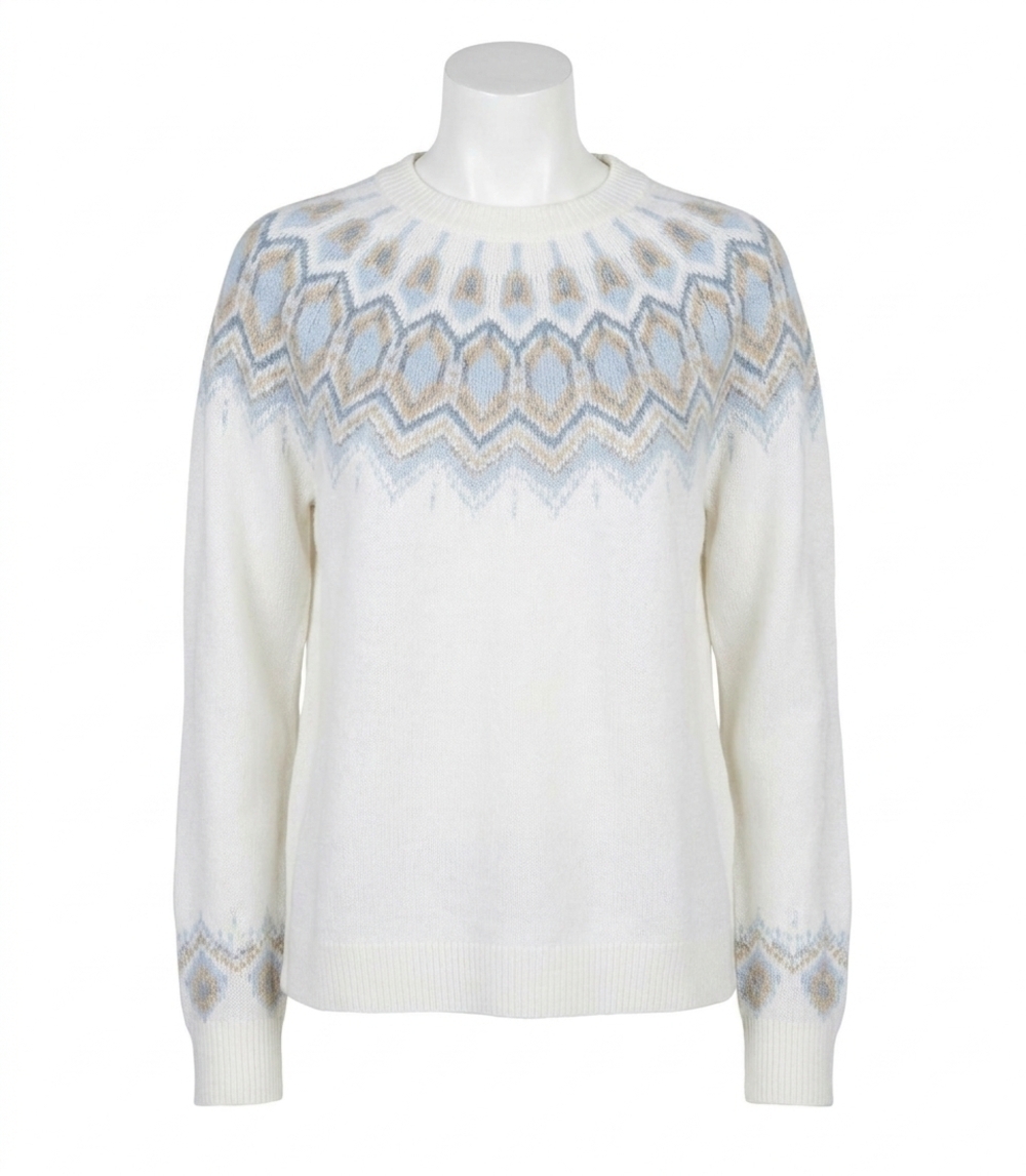 NEW CHARLIE B plush jacquard ski raglan sweater in cream